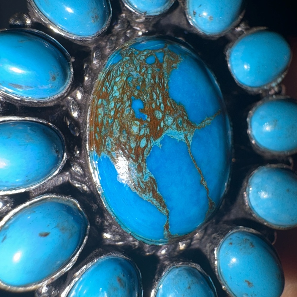 Turquoise Silver Statement Ring Size 9.5 - image 7